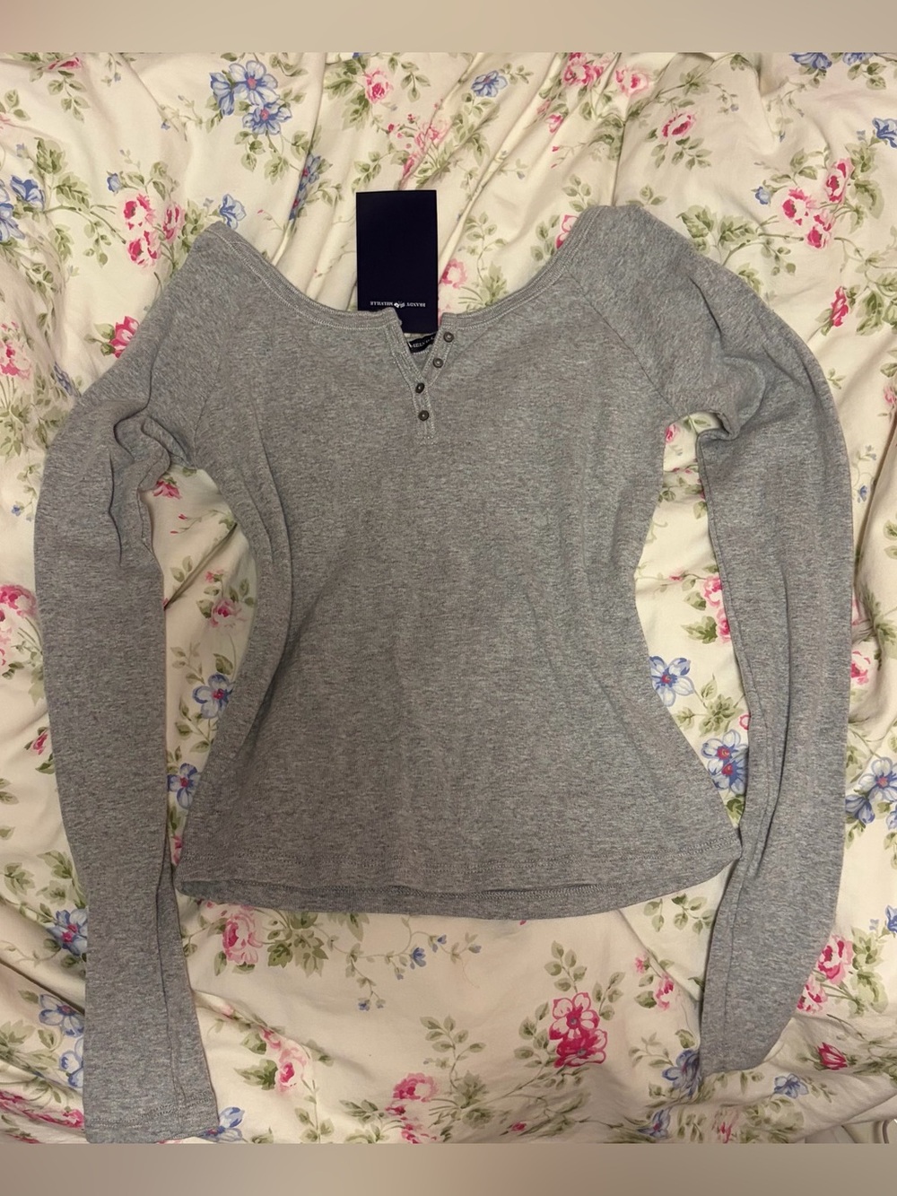 BNWT Brandy Melville Off-Shoulder Zelly Long Sleeve Grey